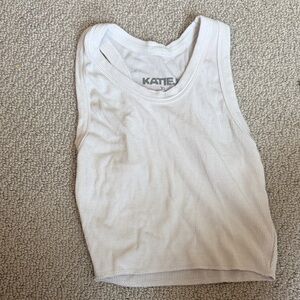 Katie J Nyc White Ribbed Tank Top
